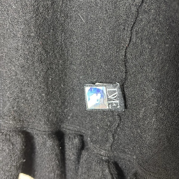 DVF Diane von Furstenberg Wool Blend Black Ruffle Cropped Cardigan Sweater Large - Picture 5 of 8